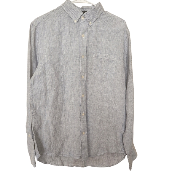 J. Crew Factory Other - NWT J. Crew Factory 100% linen stripe blue white button-down shirt men's medium